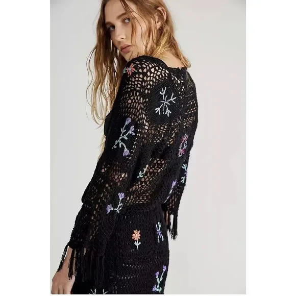New Free People Hydrangea Crochet Kimono Size XS $315